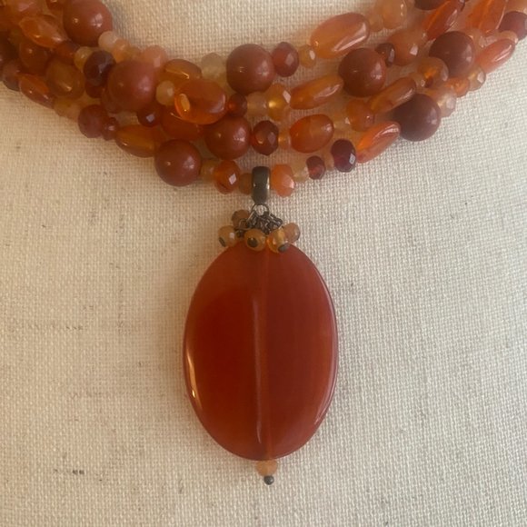 Carnelian adjustable necklace and matching drop earrings. Brand is Kalan. - Picture 3 of 9